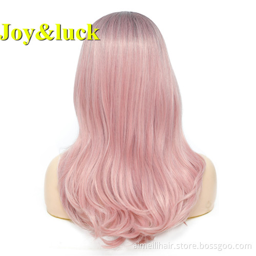 Wholesale Wigs for Women Side Part Ladies Hair Woman Party Dark Root Black Ombre Pink Natural Straight Long Synthetic Hair Wigs